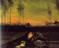 Gogh, Vincent van - Landscape with Sunset